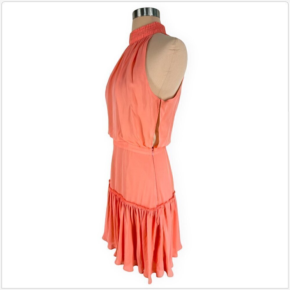 Elizabeth and James Carlita Orange Sherbert Silk High Smocked Neck Dress 6 - Picture 4 of 6